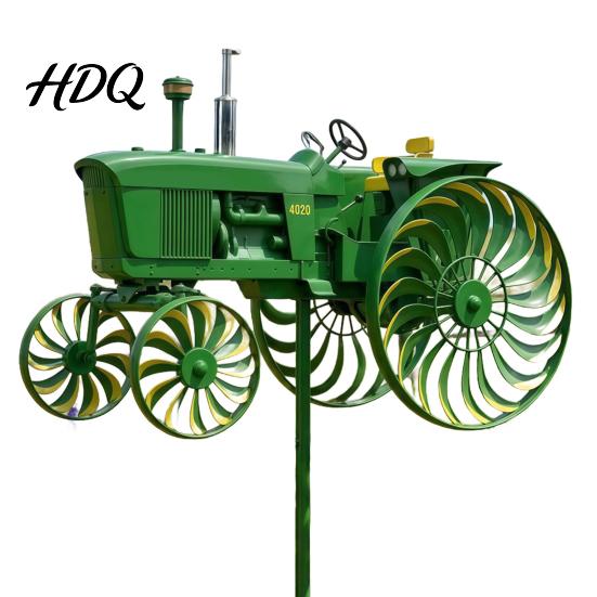 Yard Wind Spinner Skeleton Riding Motorcycle Decoration Metal Kinetic Tractor Lawn Windmill Sculpture Outdoor Garden Patio
