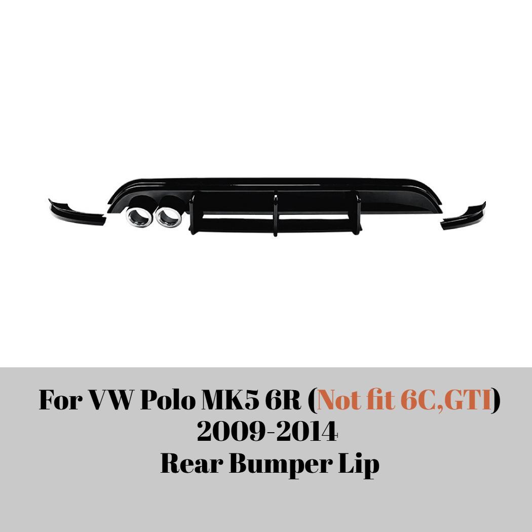 

For Volkswagen Polo MK5 6R 2009-2014 Car Rear Bumper Lip Diffuser Spoiler Splitter Body Kit Exterior Accessories Decoration Mod Gloss Black