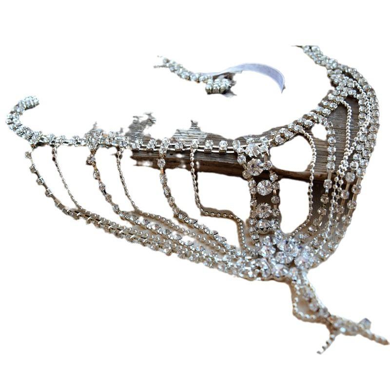 Stylish Multi-Layer Rhinestone Fringed Shoulder Chain, Bridal Wedding Ladies Crystal Shiny Shoulder Chain Women