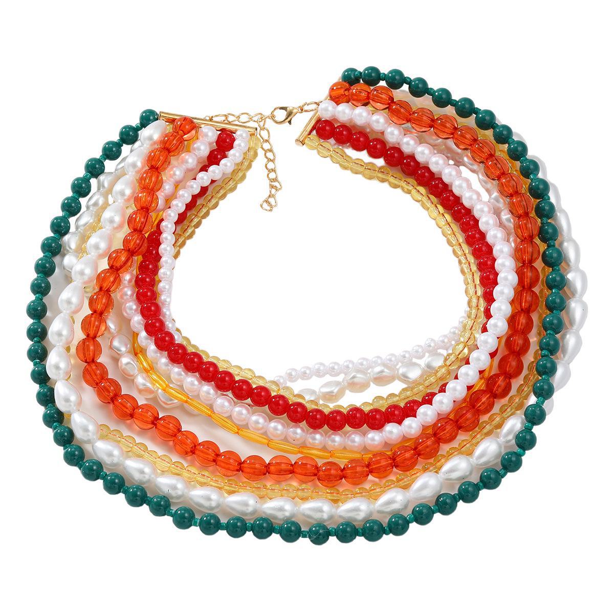 

Многослойное ожерелье из искусственного жемчуга из смолы в европейском и американском стиле для женщин - аксессуар в богемном стиле. null зелёный