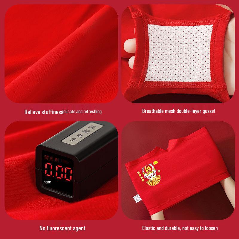 2025 Year of the Ox Girls' Pure Cotton Antibacterial Boxer Briefs - Breathable, A-Grade, No Pinch Fit for Students