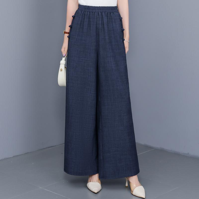 Casual Black Wide Leg Pants for Women Summer Clothes Plus Size High Waist Woman Trousers