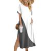 Damenmode Sommerkleid mit Farbblock-Patchwork-Print, lässiges Strandkleid, schmales Urlaubskleid