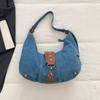 Vintage Large Capacity Denim Bag Women's Shoulder Underarm Bag Commuter Crossbody Bag