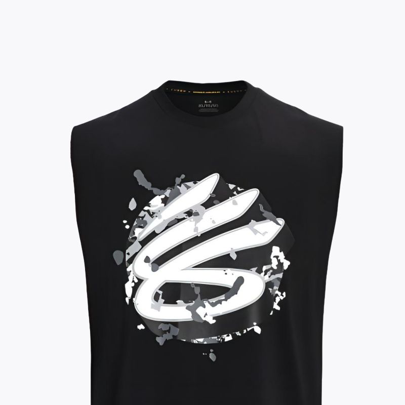 Under Armour Curry Series Colorblock Print Sports Basketball Vest Men Tops Black 1377307-001