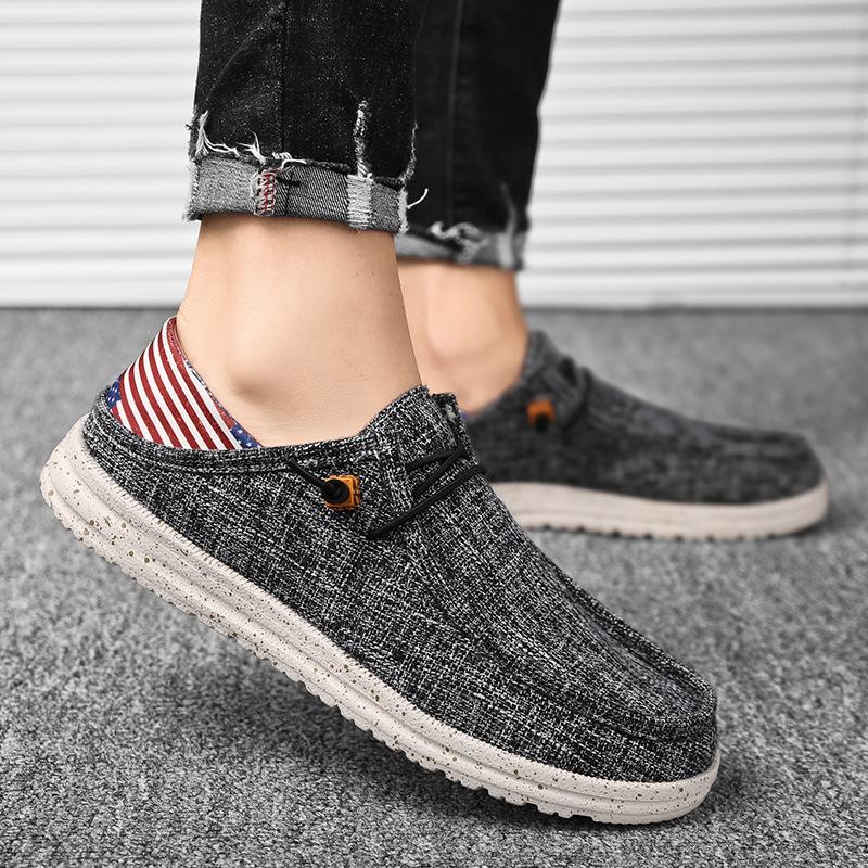 Foreign Trade Large Size 48 Loafers Men's Canvas Casual Shoes Two Men's Shoes One Pedal Driving Lazy Shoes Half Drag