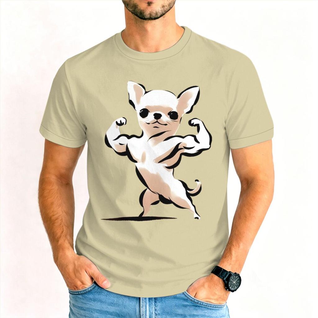 Cartoon Gym Chihuahua Tshirt Unisex Humor Dog Lover Graphic Tee Casual Short Sleeve Streetwear Tshirts