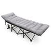 Heavy‑duty Steel Tube Folding Bed, Black Frame With Grey Pearl Cushion