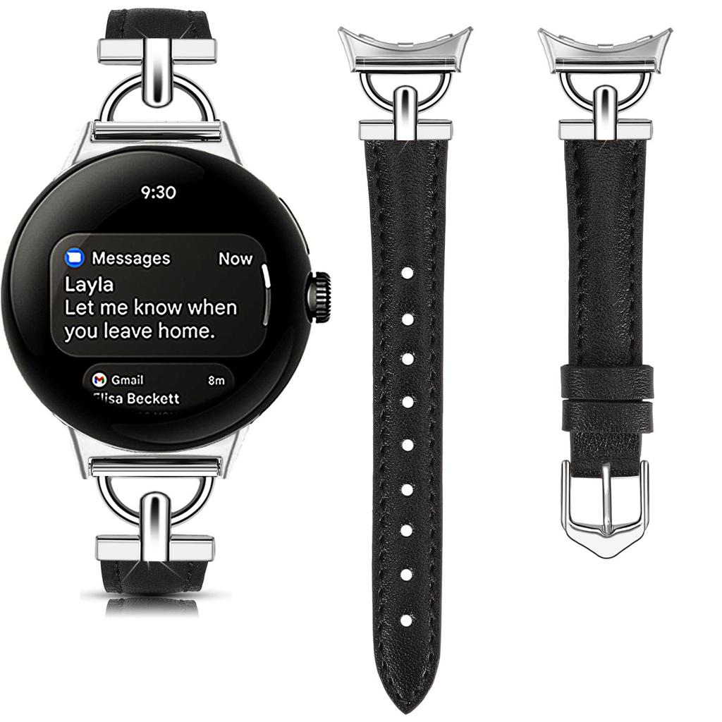 Genuine Cow Leather Watch Band for Google Pixel Watch 3 41mm/Watch 2/Watch Wrist Strap with D Ring Connector