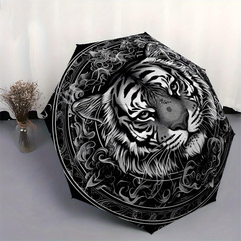Wild Tiger Mandala: Unique Circular Art Print for WallsUmbrella, Portable 3-Fold Compact Umbrella for Men & Women Gift