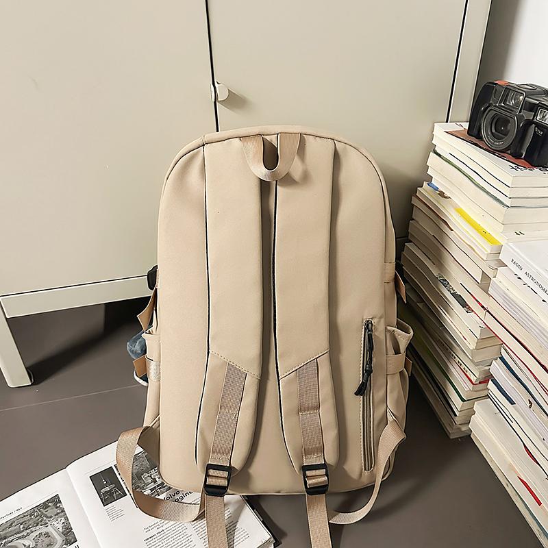 Student Schoolbag Couple Solid Color Backpack Lightweight Large Capacity Backpack