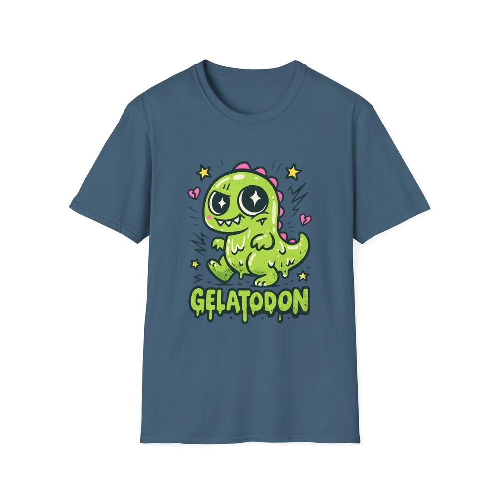 

Unisex Softstyle T-Shirt Wobbly Gelatin Dinosaur Funny Cute Cartoon Pun 4XL