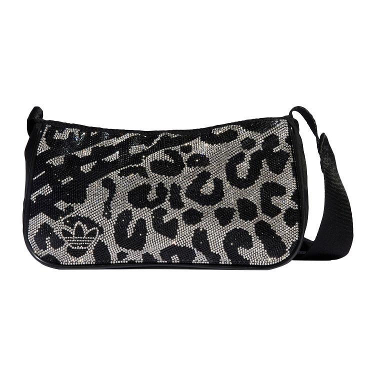 Adidas Originals Leopard Print Rhinestone Sports Polyester Shoulder Crossbody Bag Regular Women Bags HD7037 SilverBlack 9490₽