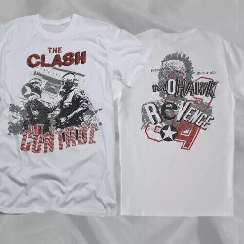 THE CLASH 80-е Вне Контроля Белый 2-сторонний Белая Футболка QE48578 Унисекс Футболка XL