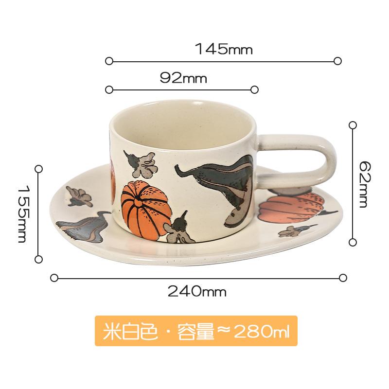 Porcelain Hand-painted Coffee Cup with Dish Long Handle Breakfast Set Ceramic Cup and Dish