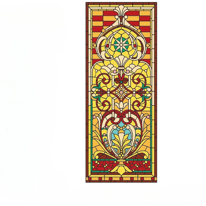Tiffan Retro Kostelní okenní fólie Malované sklo Matné Umělecké okenní papíry Posuvné dveře Kuchyně Koupelna Samolepka na okno