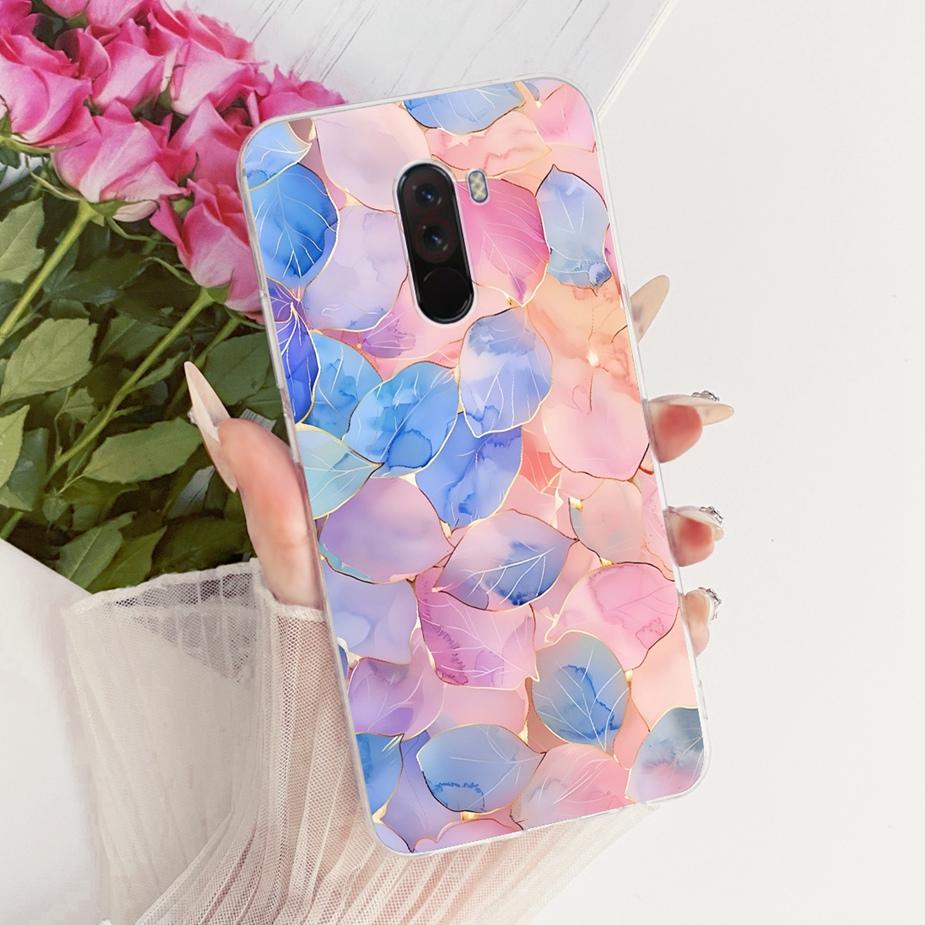 Para Xiaomi Pocophone F1 Funda Lujo Lazo Flores Pintadas Cubierta 6.18'' Suave TPU Funda para Teléfono Para Xiaomi Poco F1 PocoF1 Fundas Bumper