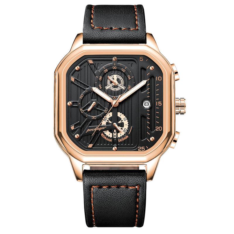 2024 Mighty Domineering Main Fashion Design Sports Watch Multifunction Pointer Dial Waterproof Luminous Leather Strap Luxury Quartz Watch