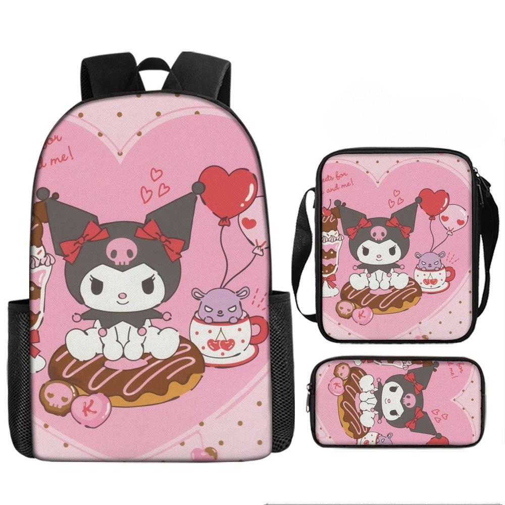 School Bag Student Backpack Cute Girl Lightweight Backpack Large Capacity Three-Piece Backpack