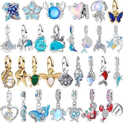 New Original Copper Ocean Charms Sea Star Whale Seahorse Shell Beads For Necklace Diy Bracelet Present Jewellery