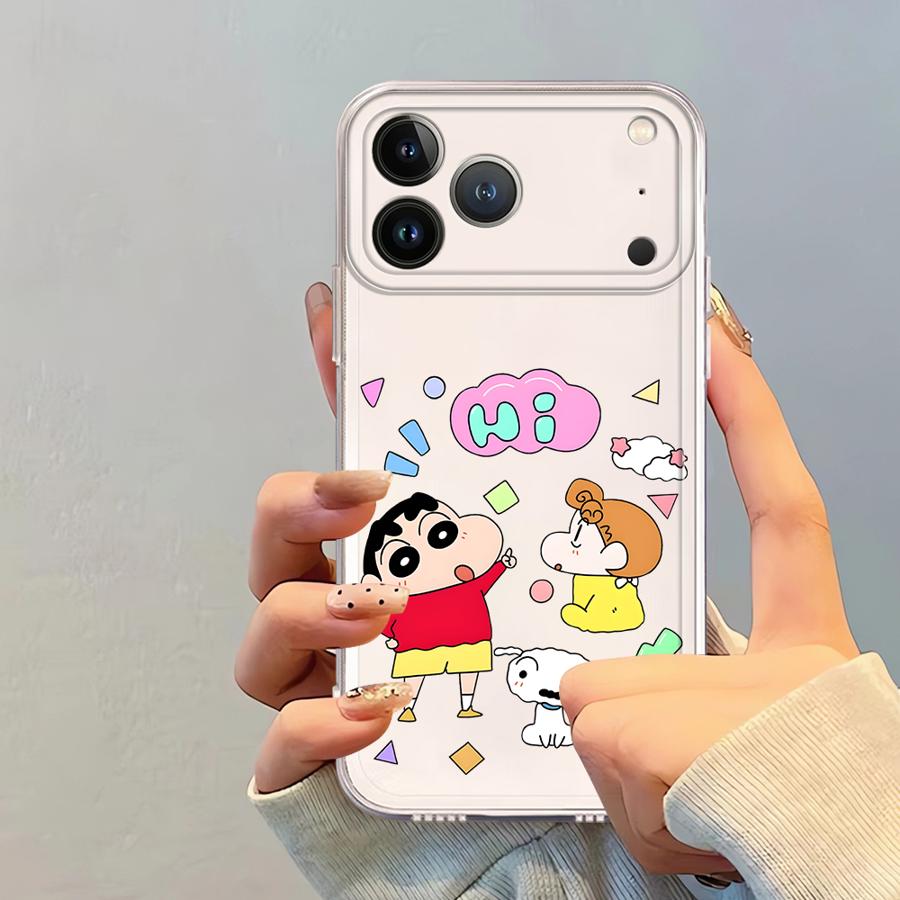 Cartoon Himawari Shin Case for iPhone 17 Pro Max 12 Mini 7 8 11 15 16 13 Pro XR XS Max Air 14 Plus Soft Phone Cover