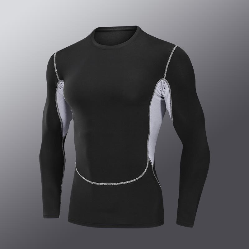 Pánské rychleschnoucí sportovní oblečení z ledového hedvábí s těsným střihem: Set s krátkým rukávem a pětibodovými kalhotami na letní fitness a běh