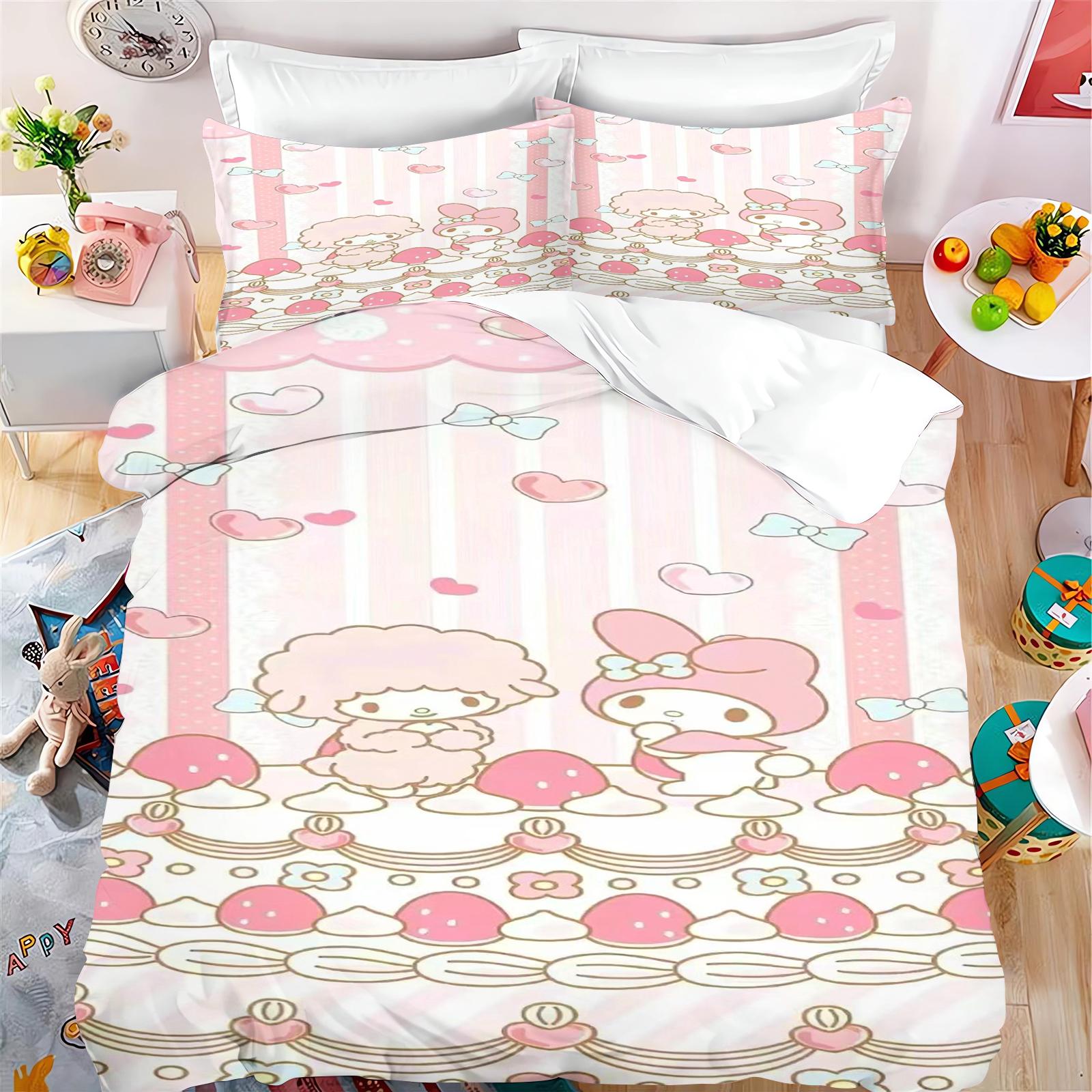 

Comforter Cartoon My Melody For Boys And Girls Sanrio Double Duvet 3Pcs Printing Home Bedding Custom Made Set King Size Comforter (quilt)-EU Single(135*200cm)3pcs