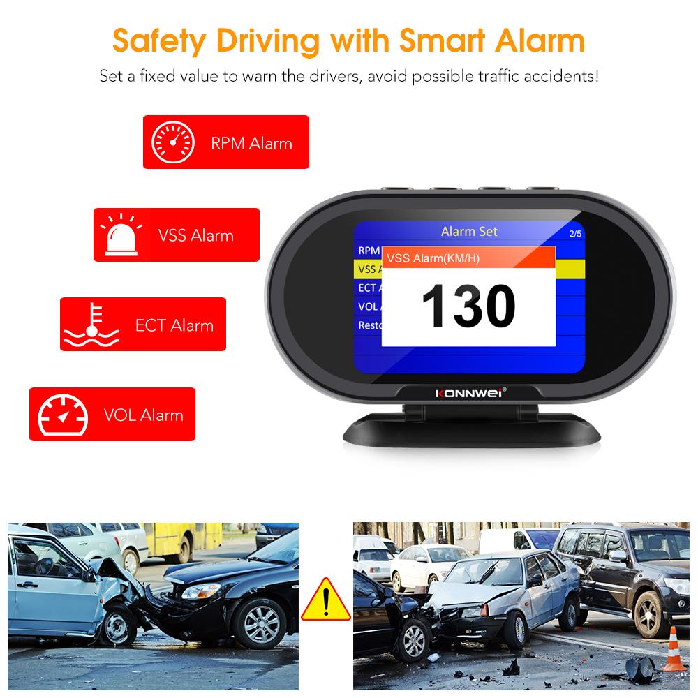 KONNWEI KW206 OBD2 Car On-Board Computer Auto Digital Computer Display OBD 2 Scanner Fuel Consumption Water Temperature Gauge