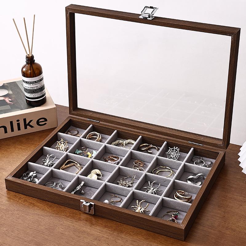 Walnut Wood Large Jewelry Box - Anti-Oxidation Storage for Rings, Earrings, Necklaces, and Bracelets