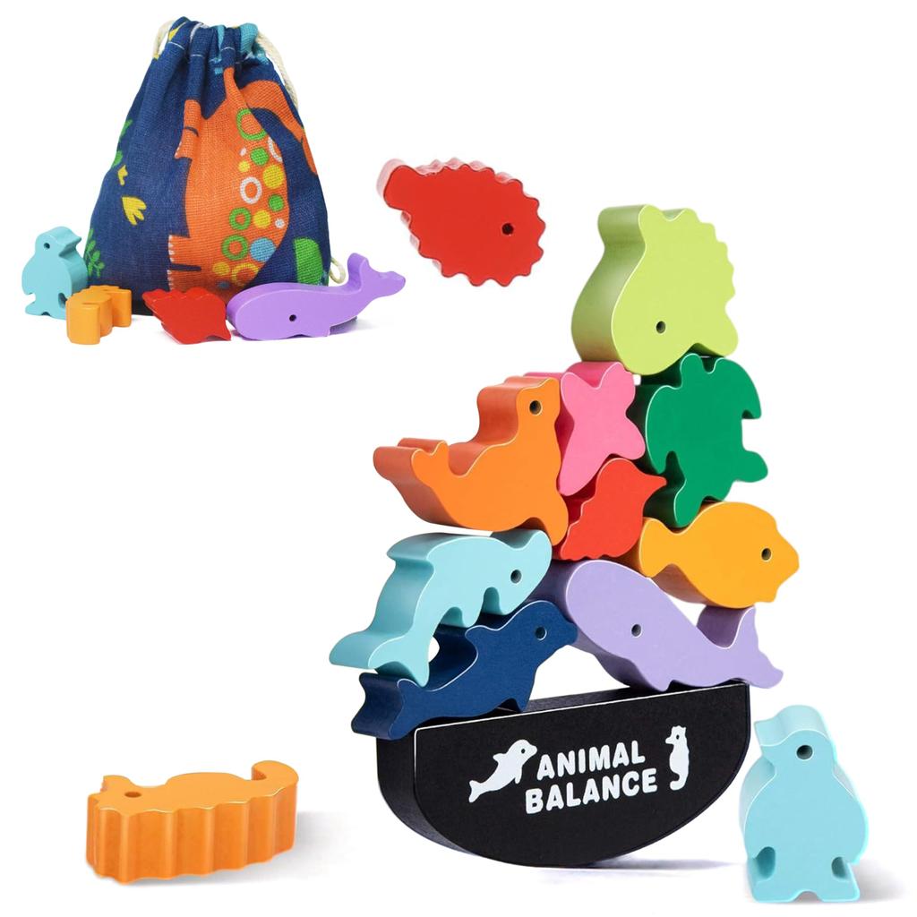 Shinse Building Blocks Balance Game Educational Toy Wooden Toy Colorful Montessori Early Childhood Education Concentration Early Development Baby Kids