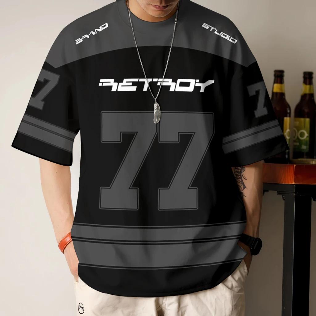 2026 Ootd Hip-Hop Vintage Jersey Summer Lelaki Viral Street Jersey Viral American Retro Street Jersey Outdoor Sports Football T-Shirt