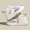 European American Color Blocking High Top Women's Shoes 2024 Spring Autumn Season New High Rise Thick Sole Sports Board Shoes