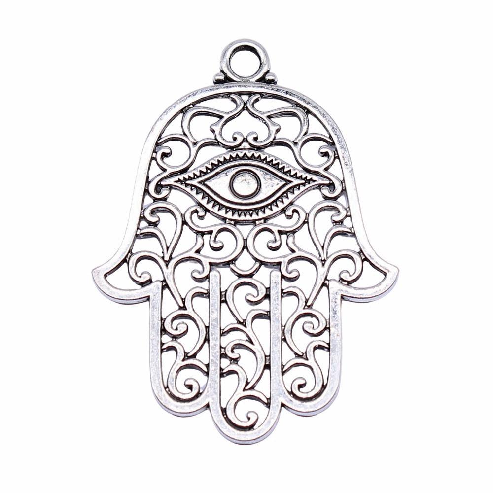 Alloy Hamsa Hand Charms Amulet Pendants For Good Luck Jewelry Making