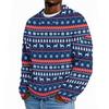 Men's Neck Christmas Print Knit Sweater for Fall and Winter
