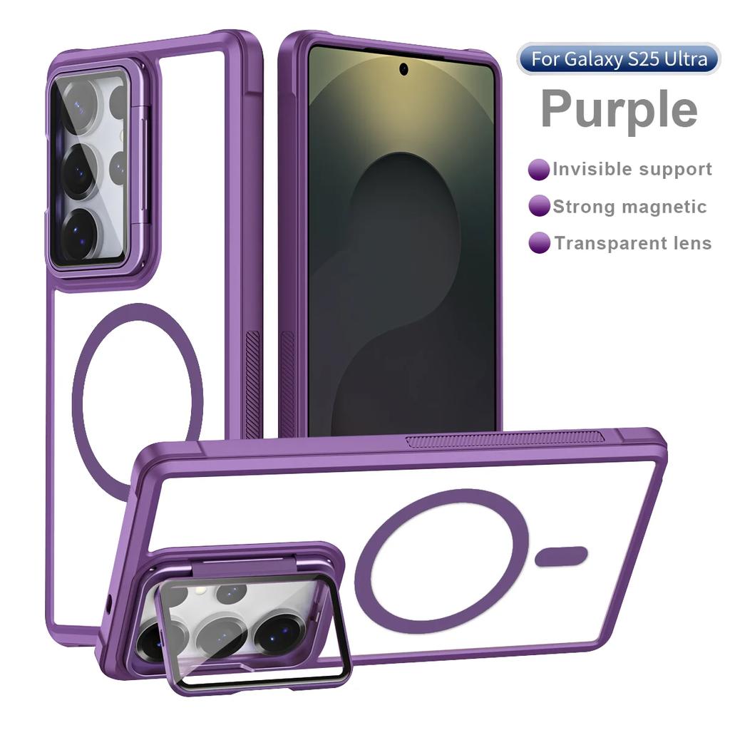 Funda Magnética para Teléfono Sensible a la Piel Para Samsung S26 Ultra S24 Plus S23 S22 S21 FE S25 Ultra Para Magsafe Soporte de Cristal para Cámara Cubierta