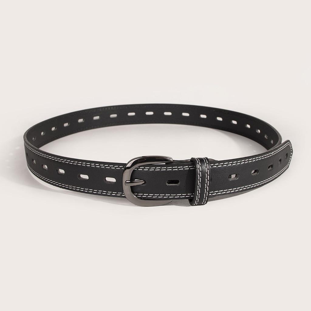 Casual Womens Hollow Edge Belt With Punched Design For Work And Outings