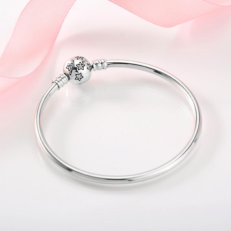 New 925 Sterling Silver Charm Love Pink Rose Bracelets Bangles Diy For Fashion Jewelry Womens Accessories Trendy Jewelry Gift