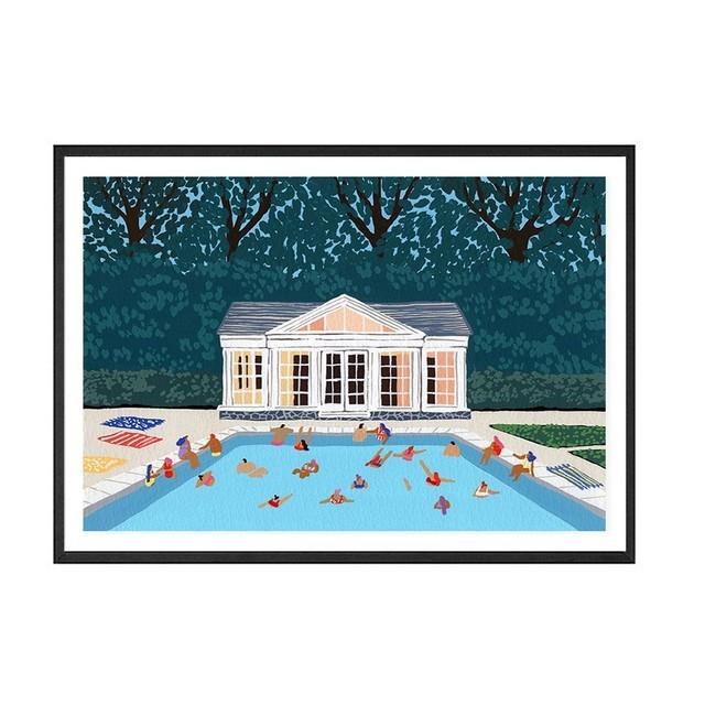Abstract Minimalist Swimming Pool Holiday Illustration Office Decor Canvas Painting Wall Art Picture Poster Print Home No Frame