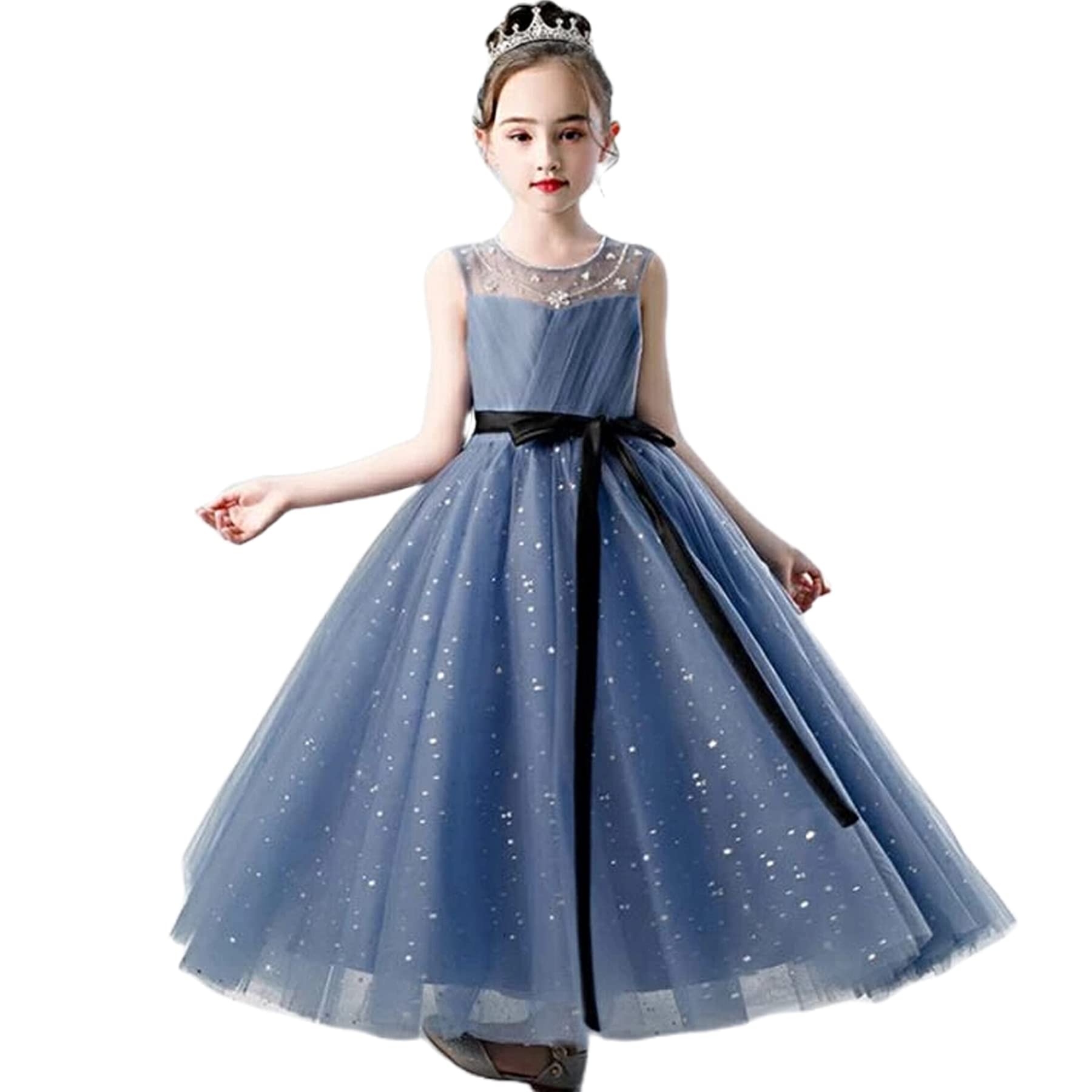 

Платье для принцессы для фортепианного концерта, для девочек, формальное, для выхода, выпускной, для поступления в детский сад, праздничная одежда [FairyHouseVsmile], детское, синий