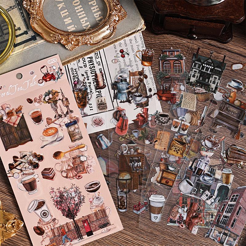 Transparent Waterproof Retro PET Stickers for DIY Journals and Children's Stationery