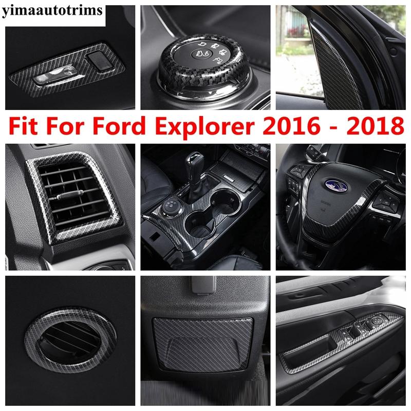 Steering Wheel / Pillar A Frame / Glove Box / Gear Shift Panel / Window Lift Cover Trim Accessories For Ford Explorer 2016 -2018