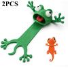 2Pcs 3D Printed Cute Animal Squeeze Bookmark Set, Frog Gecko Random Pattern, Creative Reading Gift & Office Supplies