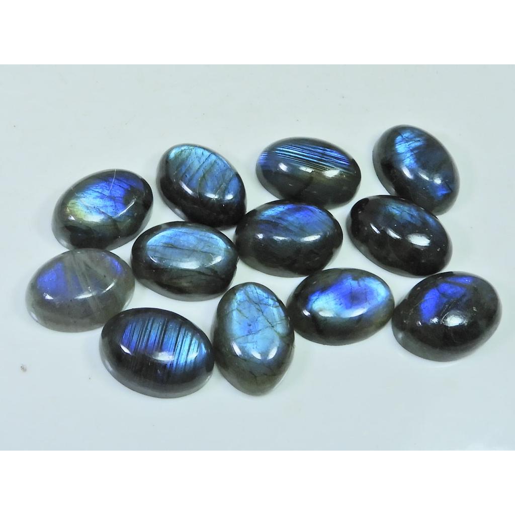 13X18MM Natural Labradorite Blue Fire Oval Cabochon Loose Gemstone 11Pcs Lot C-1070
