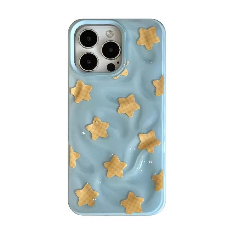 

Ins Simple Wrinkle Yellow Grid Star Pattern Phone Case For iPhone 17 Air 16 15 14 13 12 11 Pro Max Plus SE 2020 2022 Y2K Cover iPhone 16 Plus