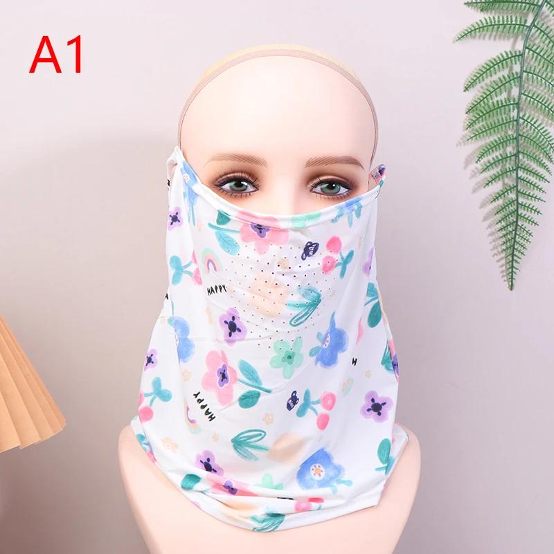 Ice Silk Fishing Cycling Bandana Women Face Cover Half Mask Hang-Ear Neck Cool Tube Scarf Sport Running Hiking Hunting