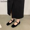 Fashion SUOJIALUN 2025 Spring New Women Flat Shoes Square Toe Shallow Buckle Ladies Elegant Sole Ballte Shoes Casual Loafers Shoes