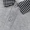 Men's Plaid Lapel T-Shirt, Fake Two-Piece, Breathable, Loose Fit, Spring/Summer, Five-Point Sleeve, Casual Top
