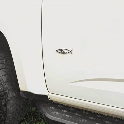 Christian Cross Fish Emblem Sticker 3D Car Jesus Fish Decal Sticker for Car Window Bumper Automotive Jesus Fish Badge