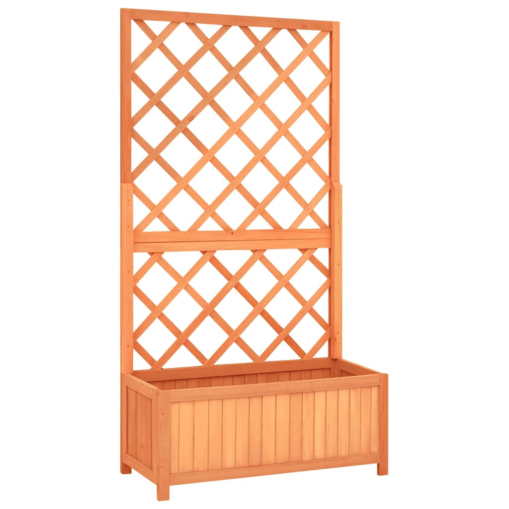 Garden Trellis with Flower Box Brown 70 X 30 X 135 Cm Spruce Wood