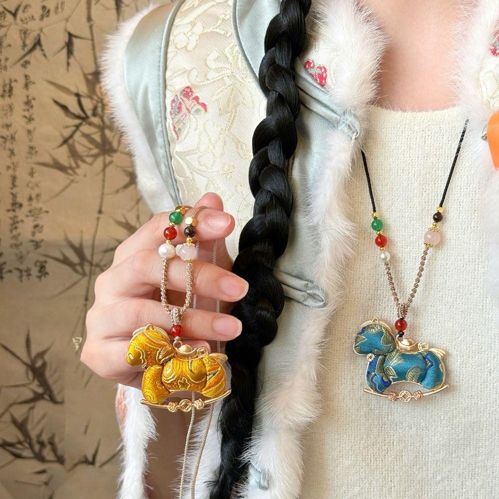 Brocade New Chinese Style Necklace Hanging Rope Horse Face Skirt Accessory  Women